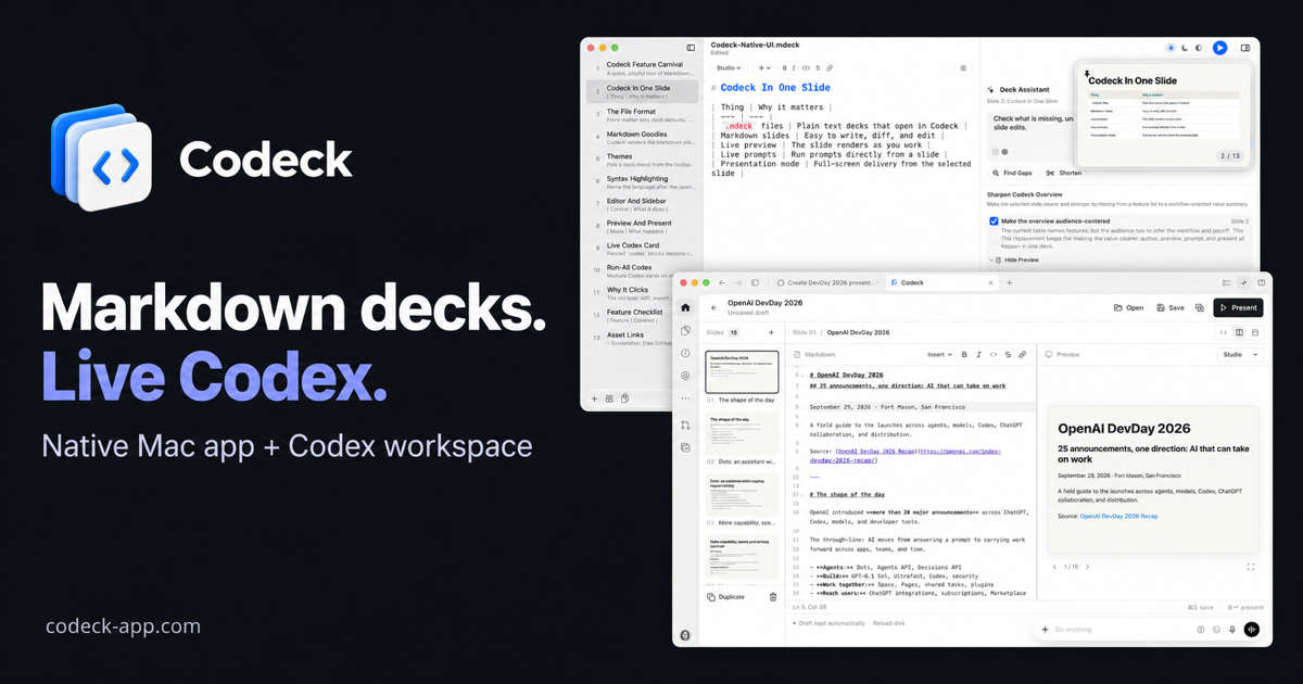 Codeck — Markdown decks for live AI work